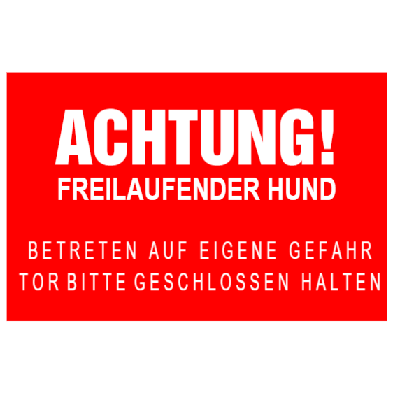 Vorsicht Hund Schild - Achtung bissiger Hund (Rot)