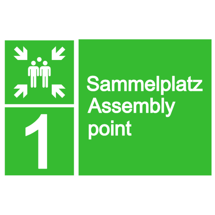 Sammelplatz Assembly point Zeichen