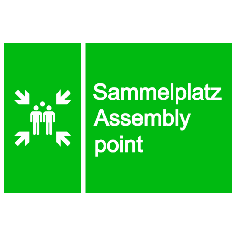 Sammelplatz Assembly point Zeichen 1
