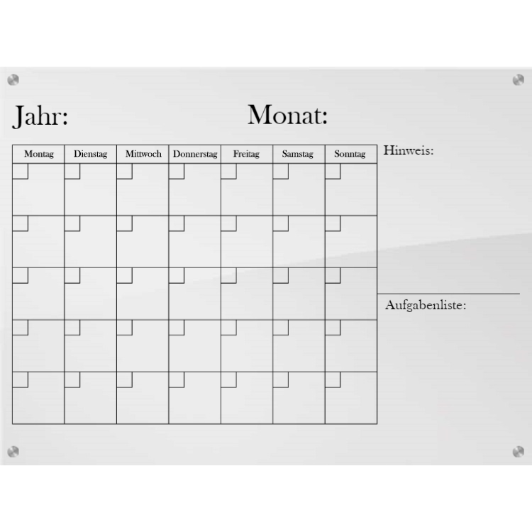 Horizontaler Kalender