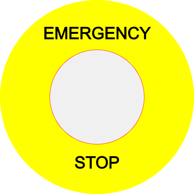Emergency stop technisches Zeichen