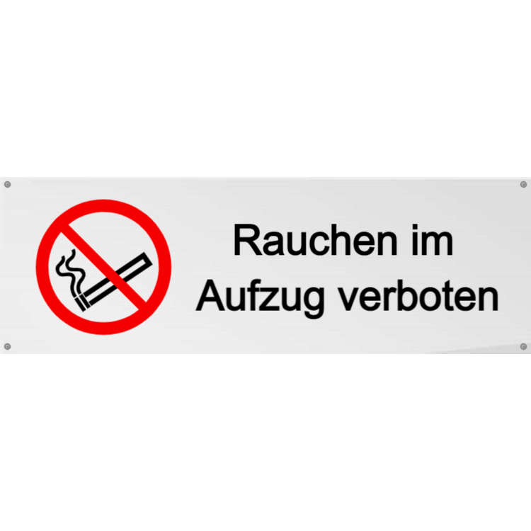 Rauchen im Aufzug verboten - Plexiglasschilder