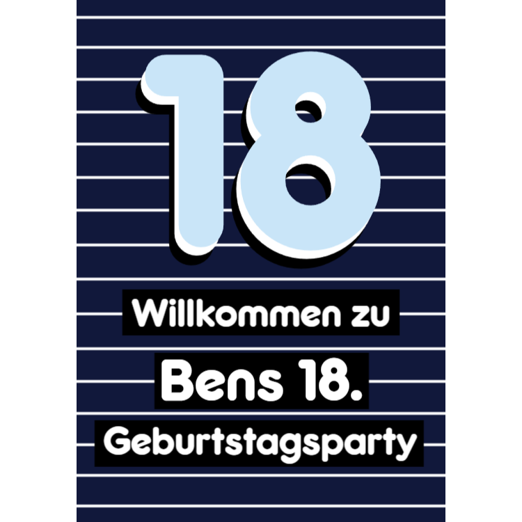18 Geburtstagsschild, blau Marktek