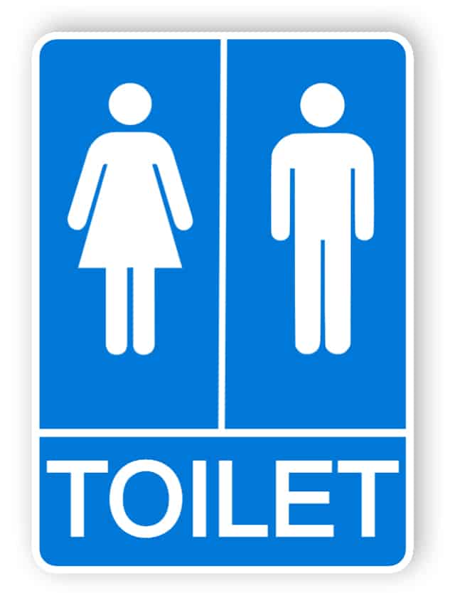 Blaue Toiletten Schild