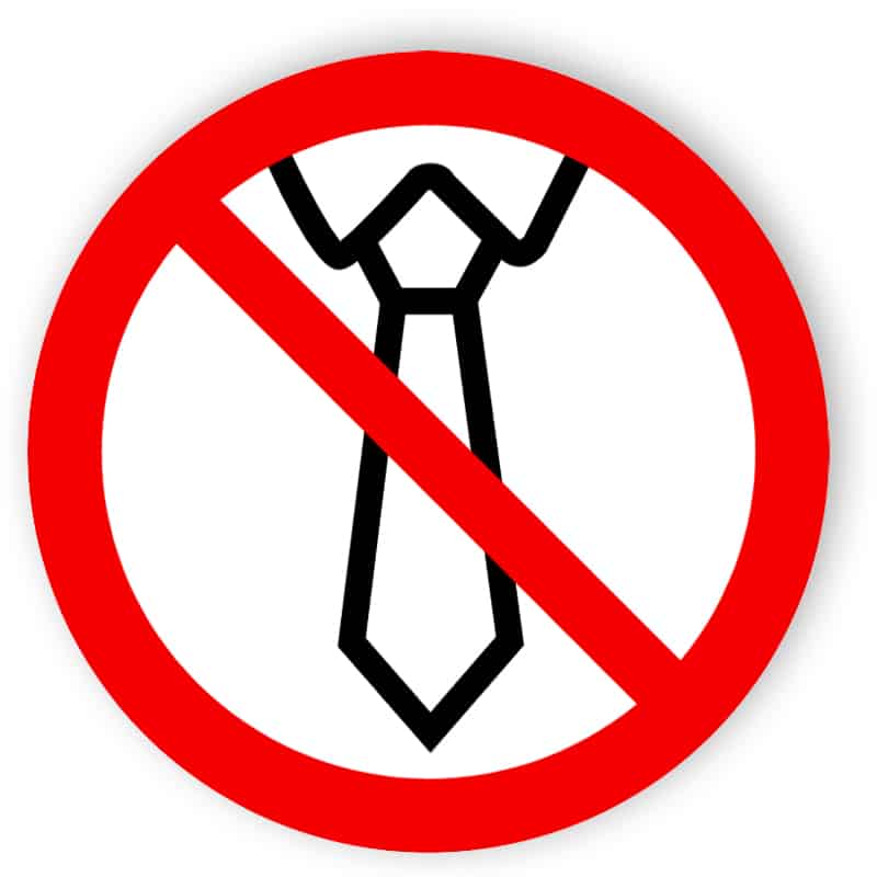 Bedienung mit Krawatte verboten