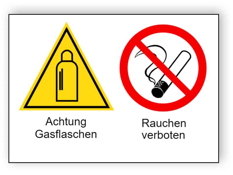 Achtung Gasflaschen / Rauchen verboten