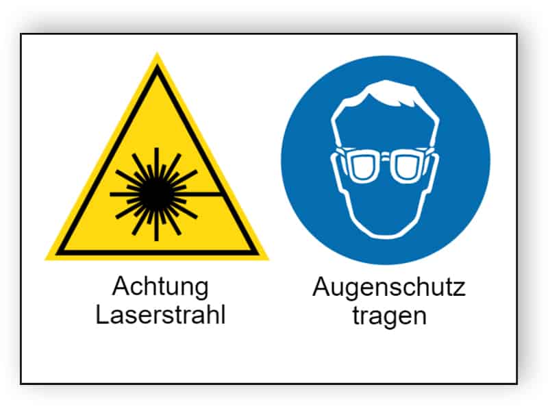 Achtung Laserstrahl / Augenschutz tragen