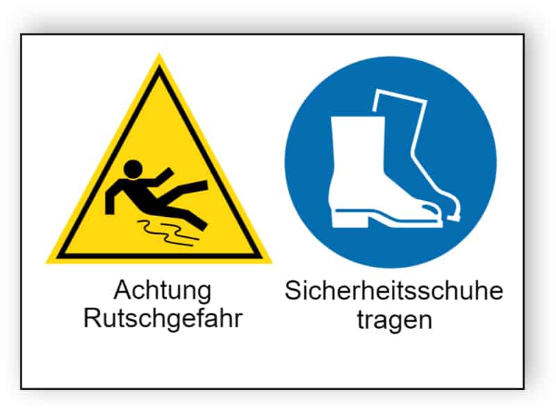 Achtung Rutschgefahr / Sicherheitsschuhe tragen