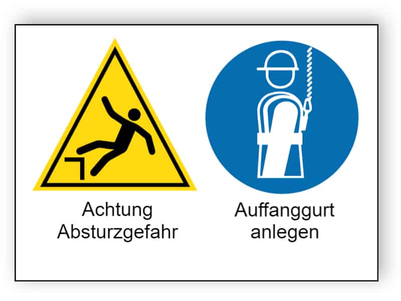 Achtung Absturzgefahr / Auffanggurt anlegen