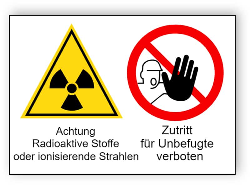 Achtung Radioaktive Stoffe oder ionisierende Strahlen