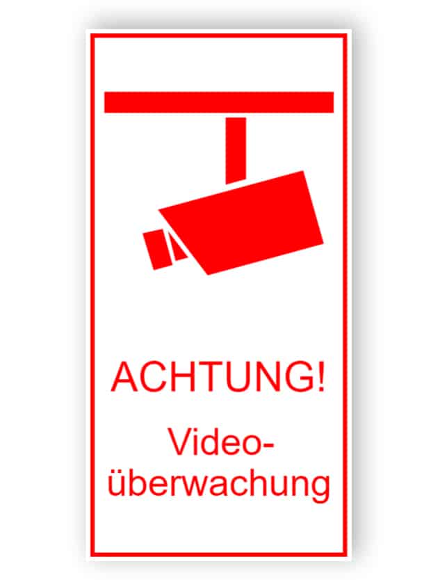 Warnschild Videoüberwachung rot