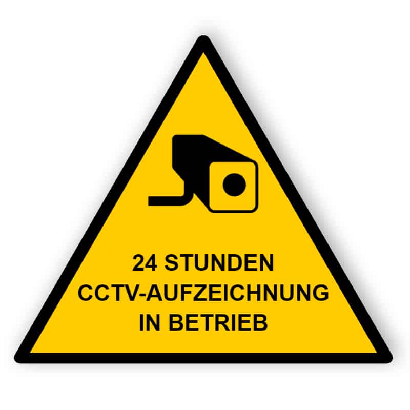 CCTV Schild 24 Stunden Aufnahme - Dreieck