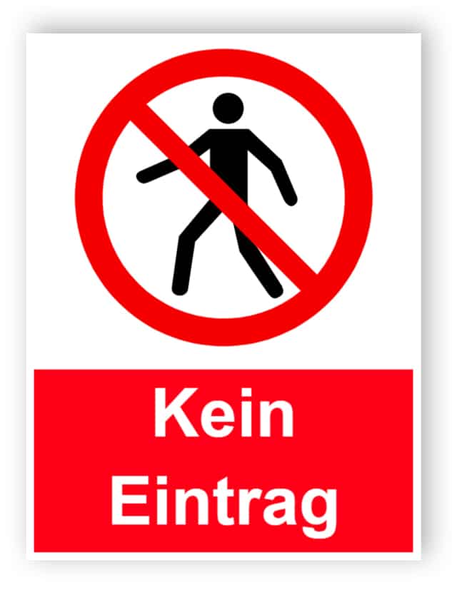 Kein Eintrag mit Mann Schild