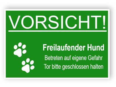 Warnung vor dem Hund Schilder - Hundeschild Wetterfest