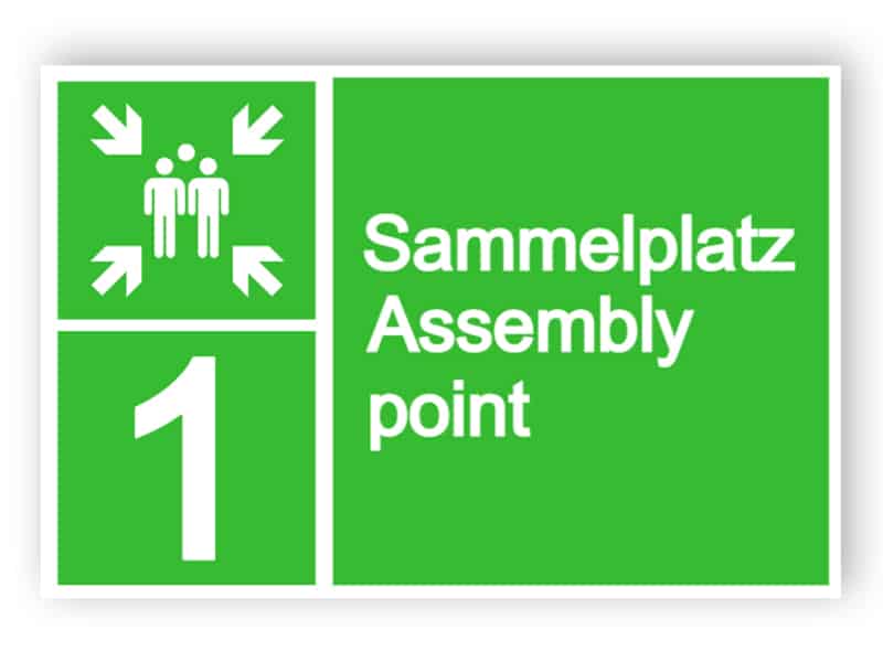 Sammelplatz Assembly point Schild