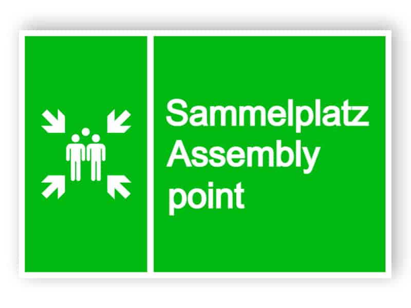 Sammelplatz Assembly point Schild 1