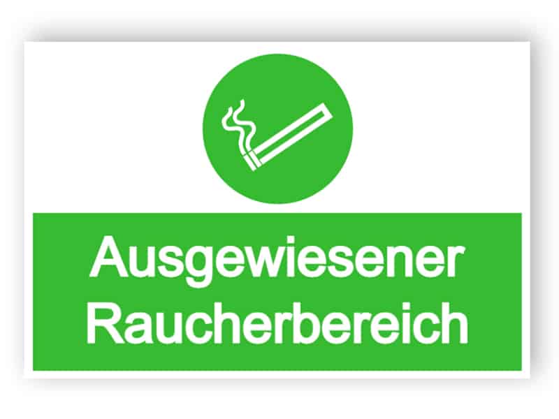 Ausgewiesener Raucherbereich Schild