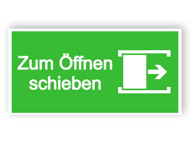 Zum Öffnen schieben Schild