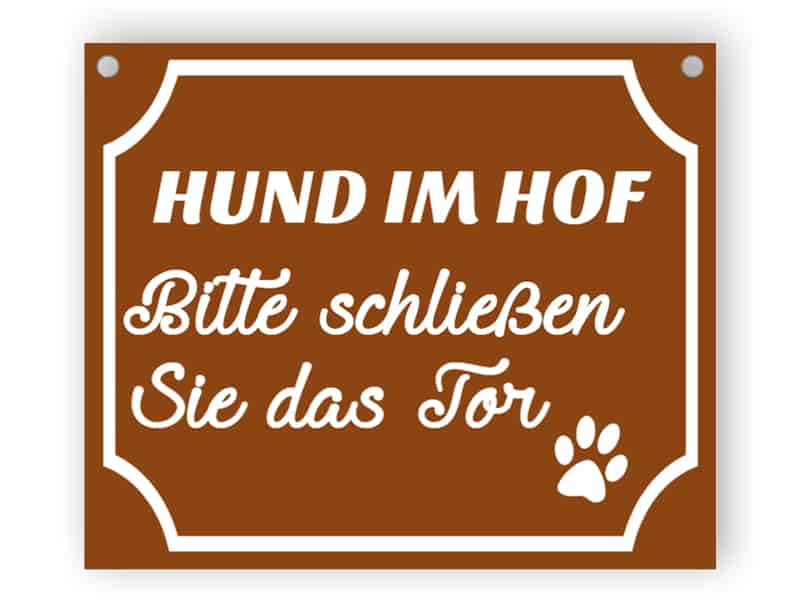 Hund im Hof ​​- schließen Sie das Tor Schild