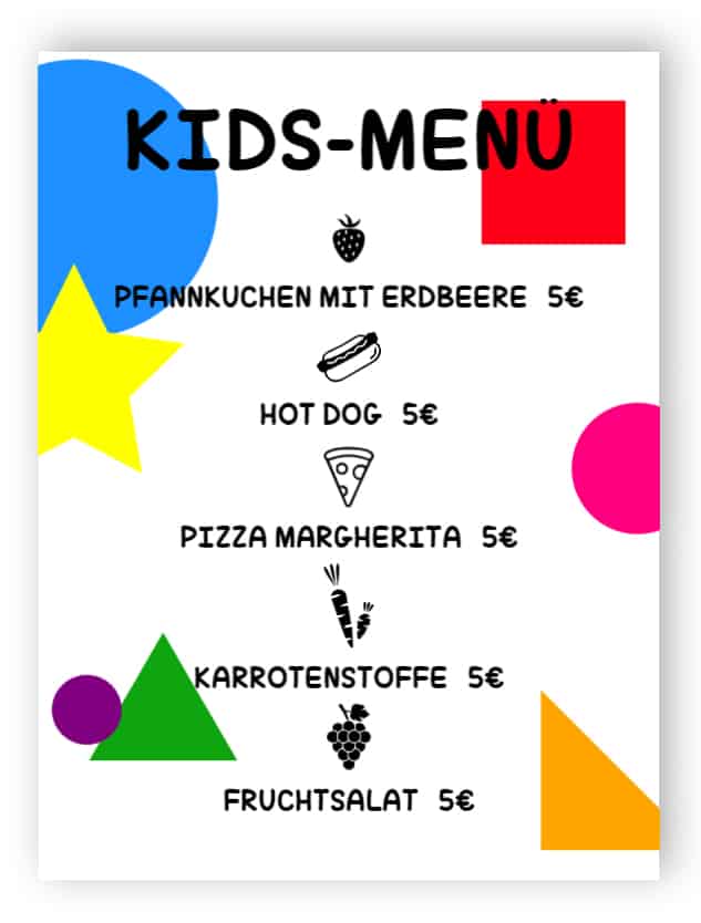 Kinder-Menü