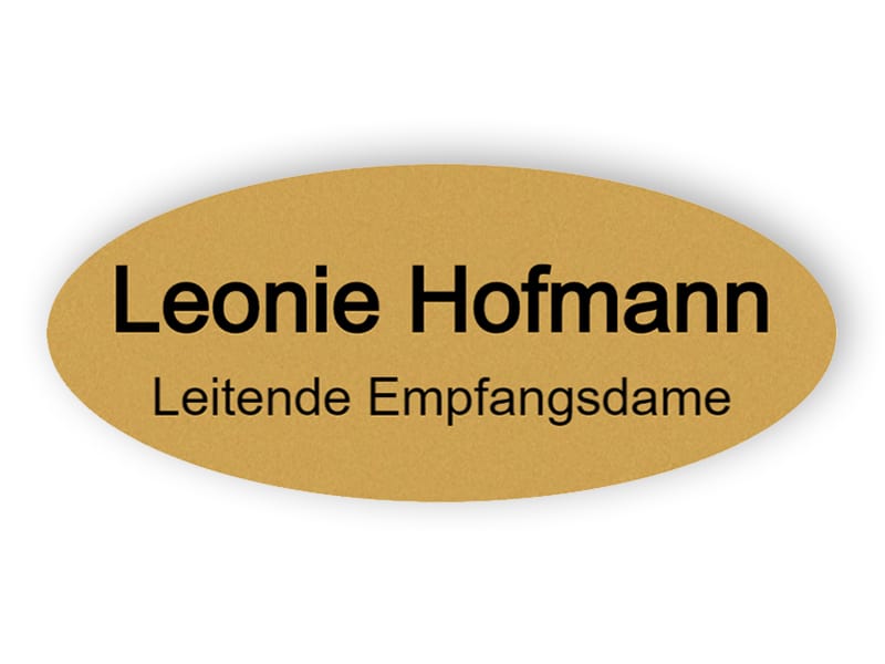 Namensschild einer leitenden Rezeptionistin