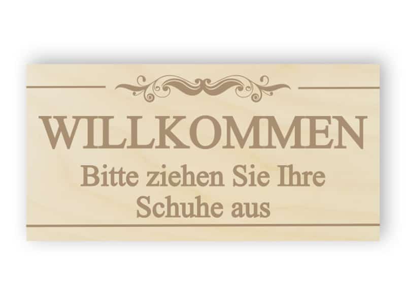 Willkommen - bitte nehmen Sie Ihre Schuhe Schild