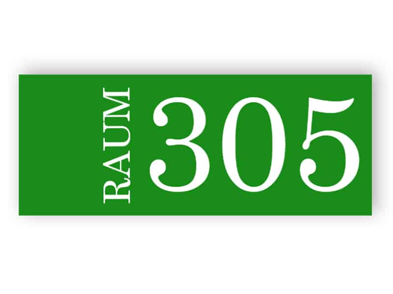 Grünes Zimmer-Nummernschild