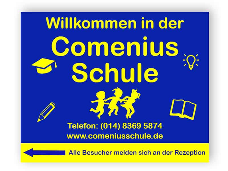 Willkommen in der Schule Schild