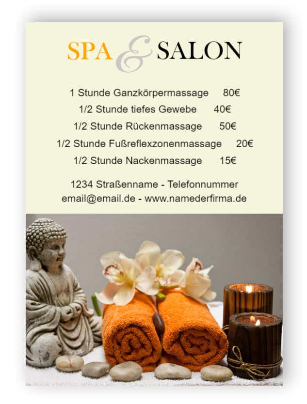 Spa und Salon Service Schild