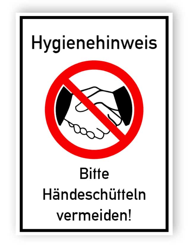 Hygienehinweis - Bitte Händeschütteln vermeiden! - Aufkleber