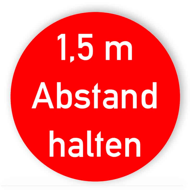 1,5m Abstand halten