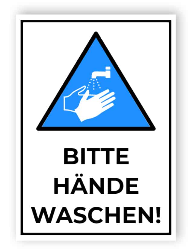 Bitte Hände waschen – Coronavirus Schild