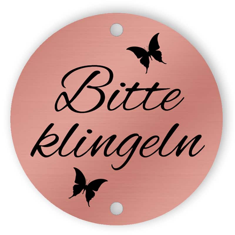 Bitte klingeln - Roségold-Zeichen