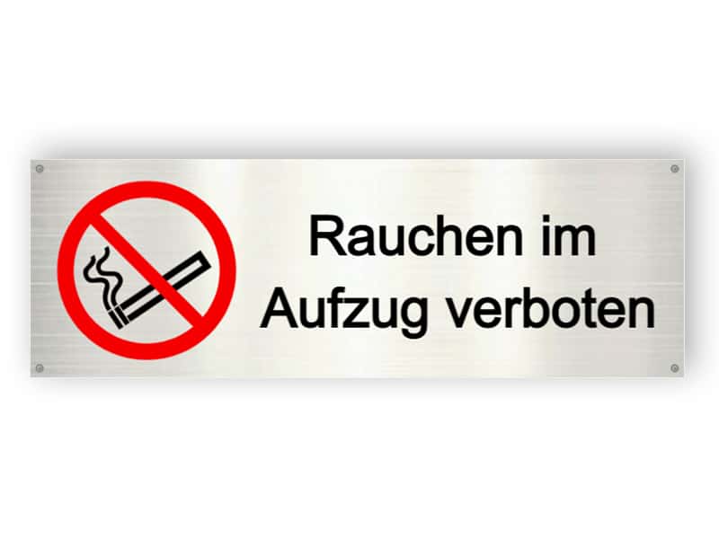Rauchen im Aufzug verboten - Aluminiumschilder