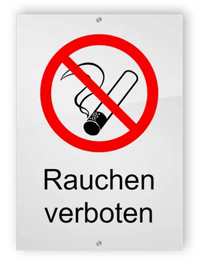 Rauchen verboten - Plexiglasschilder