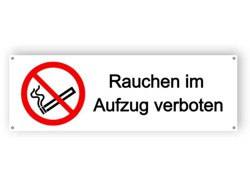 Rauchen im Aufzug verboten - Aluminiumverbundschilder