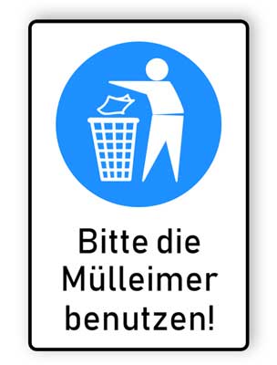 Bitte die Mülleimer benutzen