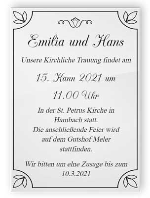 Acryl Hochzeitseinladung 1