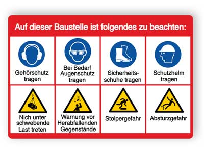 Baustellenschild Sicherheitshinweise