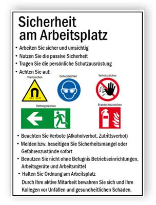 Infotafel Sicherheit am Arbeitsplatz