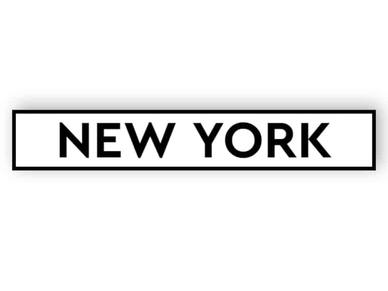 New York - weißes Schild