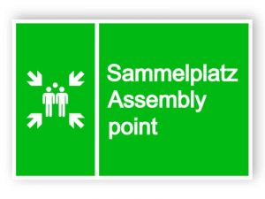 Sammelplatz Assembly point Schild 1