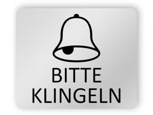 Bitte klingeln - Silbernes Schild