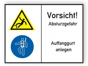 Kombischild mit Symb. Vorsicht! Absturzgefahr...