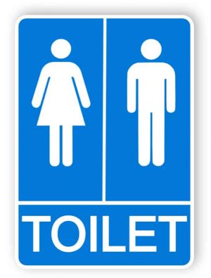 Blaue Toiletten Schild