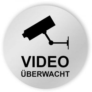 Textschild+Symbol - Videoüberwacht (rund)