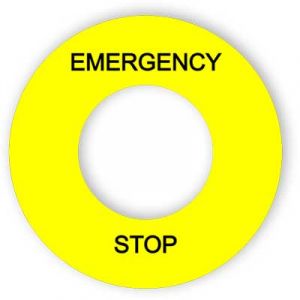 Emergency stop technisches Schild