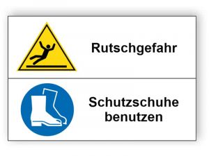 Rutschgefahr / Schutzschuhe benutzen