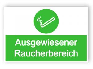 Ausgewiesener Raucherbereich Schild