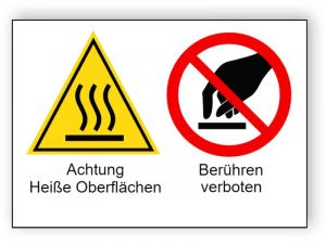 Achtung Heiße Oberflächen / Berühren verboten